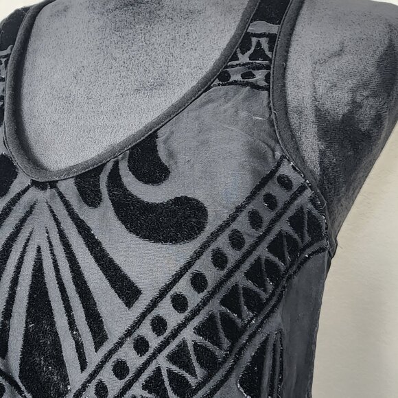MOSSIMO Black Burnout Velvet Tank Top V Neck | Women's Blouse Shirt - Picture 2 of 9